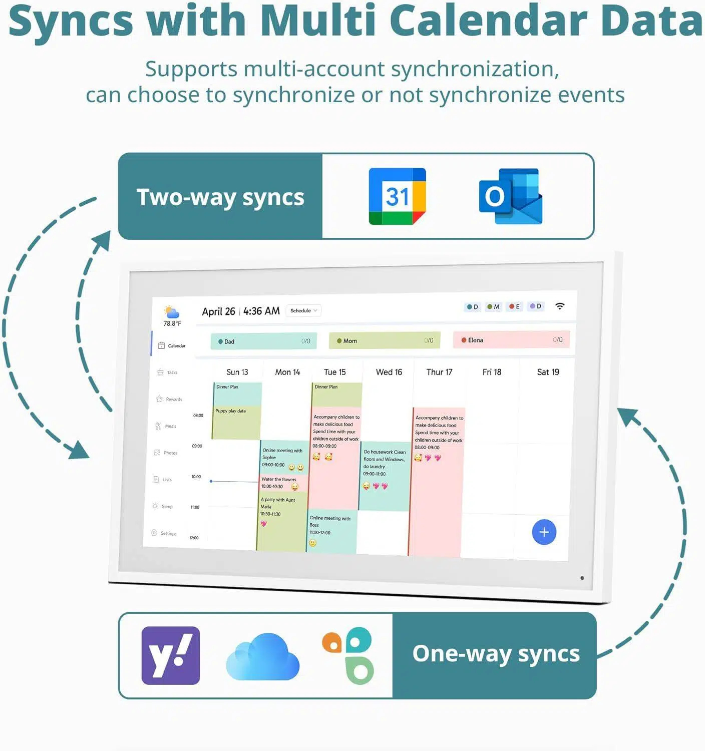 KABB Calendar: 15-inch Digital Calendar & Chore Chart, Smart Touchscreen Interactive Display for Family Schedules – Wall Mount Included, Great for Organizing Your 2026 Calendar