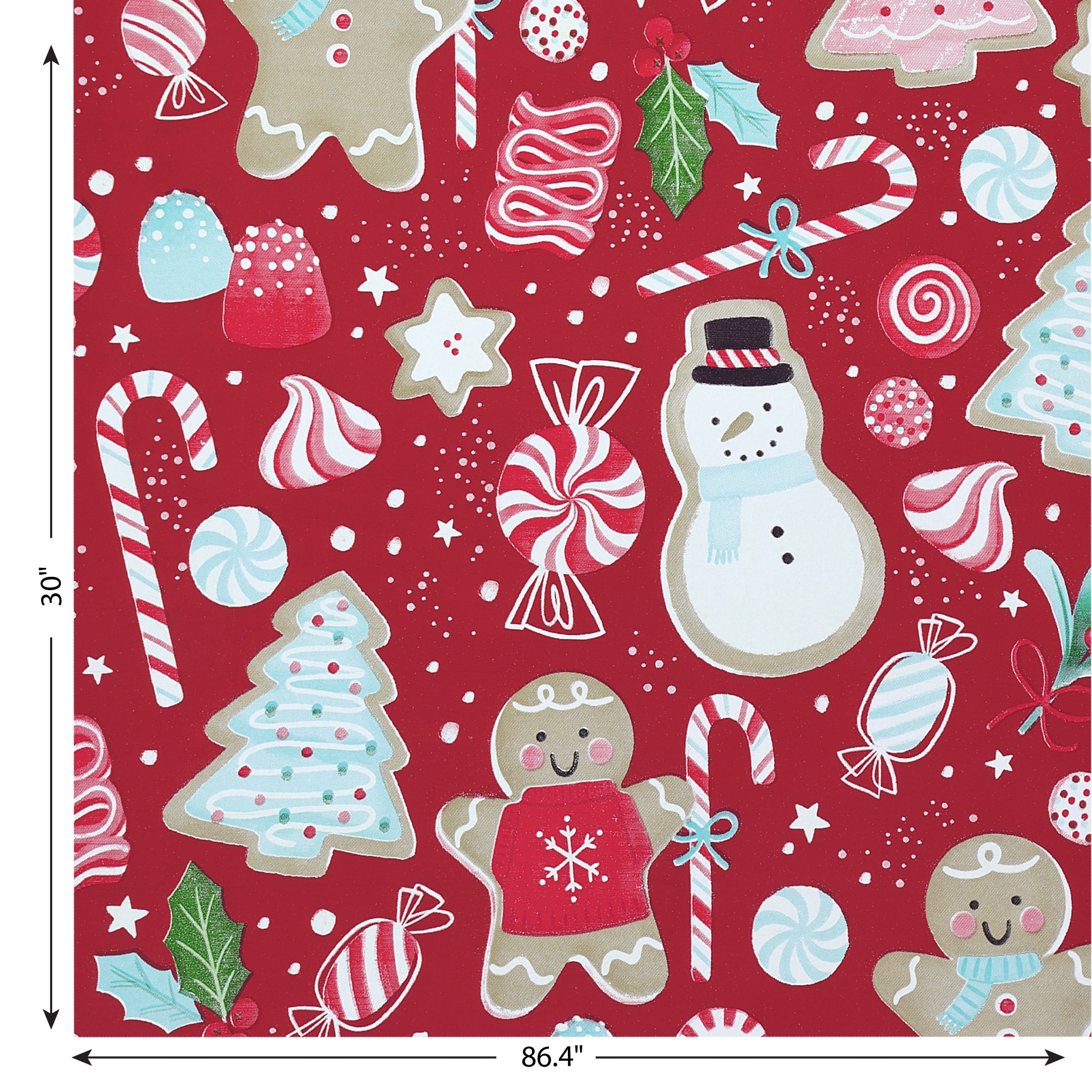 Holiday Time Single Roll Gift Wrap, Pink, Red, White, Green Candies