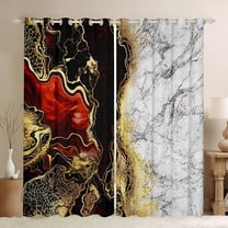 jejeloiu Abstract Fulid Art Black Out Curtains,Marble Desgin Curtains Pack of 2 (42x63 Each),Gold Glitter Print Bedroom Curtains For Adults,Breathable Home Decor