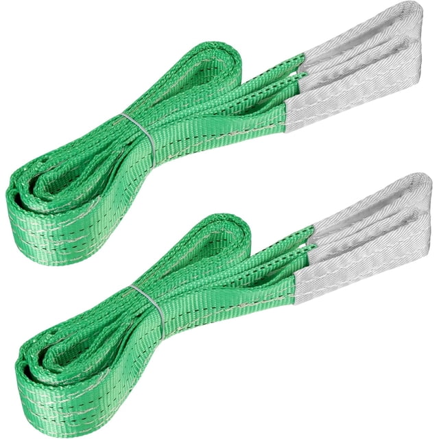 Sangle d'Élingue de Levage Robuste, Lot de 2, Sangles en Polyester, Élingues de Levage de Cargaison 2 m, Résistance Maximale 4409 Lb pour Levage, Tirage, Remorque de Véhicule (2T Vert)