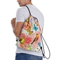 thumbnail image 3 of Kdxio Flowers And Birds Watercolor Print Drawstring Backpack Bag,Waterproof Draw String Back Sack, Gym Drawstring Bags Swim Bag For Unisex, 3 of 9