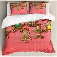 thumbnail image 3 of Gingerbread Man Duvet Cover Set Queen Size, Christmas Cookies and Baubles with Bowties Symbolic Pastry Kids Design, Decorative 3 Piece Bedding Set with 2 Pillow Shams, Multicolor, by Ambesonne, 3 of 3