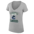 thumbnail image 2 of Women's G-III 4Her by Carl Banks Heather Gray Vancouver Canucks Super-Slim Fit Lightweight Team Logo Graphic V-Neck, 2 of 3