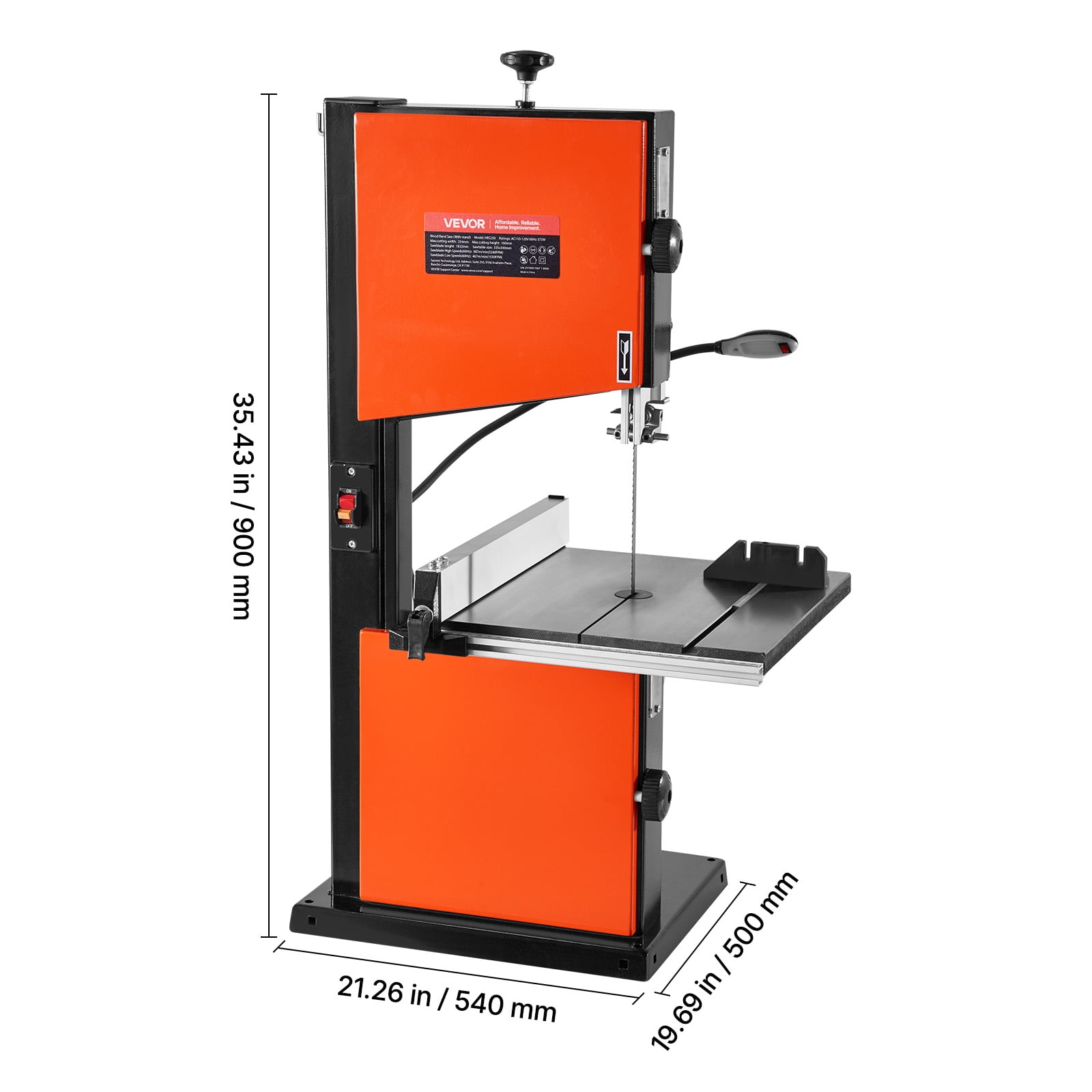 VEVOR Band Saw, 10-Inch, Two-Speed Benchtop Bandsaw with 373W 1/2 HP Motor, 6 in Max Cutting Height, 13.2 x 13.4 in Cast Iron Table, with 360° Work Light, Miter Gauge, Fence, Band Saw for Woodworking