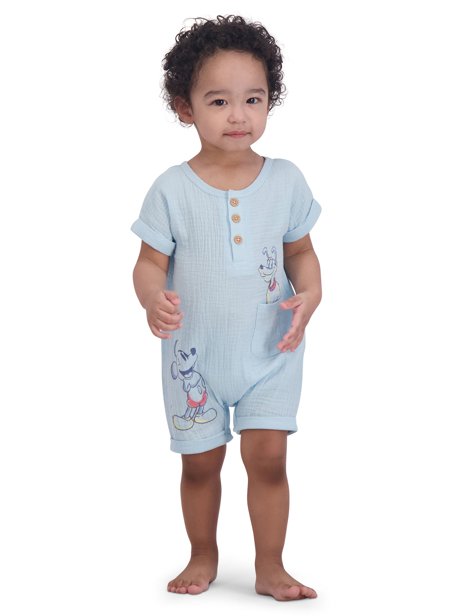 Mickey & Friends Infant Boys Short Sleeve and Sleeveless Rompers Set, 2-Piece, Sizes 0/3M-24M