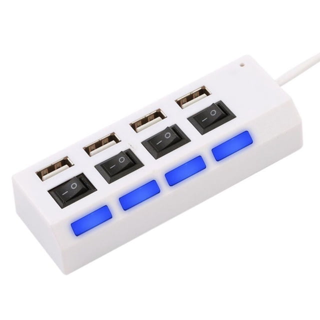 Hub USB de 4/7 puertos de alta velocidad, interruptor de encendido / apagado, expansor, PC, portátil, portátil, convertidor múltiple, adaptador divisor AweSitey DZ4096-04B