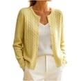 thumbnail image 2 of Brnmyaeo Women's 2026 Fall Cable Knit Cardigans Crew Neck Button Down Front Sweaters Casual Long Sleeve Soft Stretchy Open Front Outerwear, 2 of 6