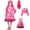 Pink Including Wigs, variant on Wonderland Pink Heart Costume with Jacket Sleeveless Dress Halloween Fancy Dress Party Cosplay Costumes