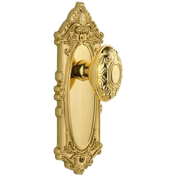 Grandeur Gvcgvc_Psg_234 Grande Victorian Solid Brass Rose Passage Door Knob Set - Brass