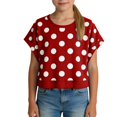 thumbnail image 2 of Kiijoy Little Girls Polka Dot Cutout Batwing Sleeve Crop Top Workout Tee Active T-Shirt, Sizes 7-8, 2 of 6