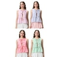 thumbnail image 4 of Rdhnmea Women's Summer Striped Tops Sleeveless O Neck Bow Tie Front Vest, 4 of 9