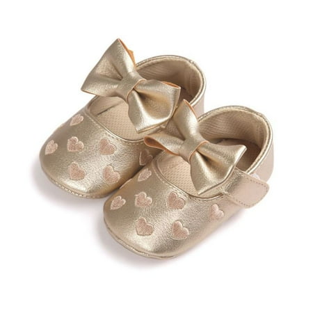

Baby Girls Soft Soled Bowknot Dress Shoes Flats Newborn Anti-slip Crib Shoes Prewalker 0-20M