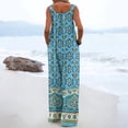 thumbnail image 5 of JULMCOMO Jumpsuits for Women Boho Floral Print Square Neck Vintage Summer Rompers Wide Leg Loose Fit Casual Jumpsuits with Pockets Light Blue S, 5 of 5
