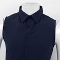 thumbnail image 6 of Alvivi Men's Detachable Fake Collar Botton Down Half Shirts Solid Casual T-Shirt Lapel Blouse Top Navy Blue XL, 6 of 7