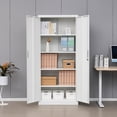 thumbnail image 2 of Metal Storage Cabinet, 71”H Locking Storage Cabinet with 5 Adjustable Shelves, Steel Cabinets for Garage, Home, Office, Pantry-White, 2 of 8