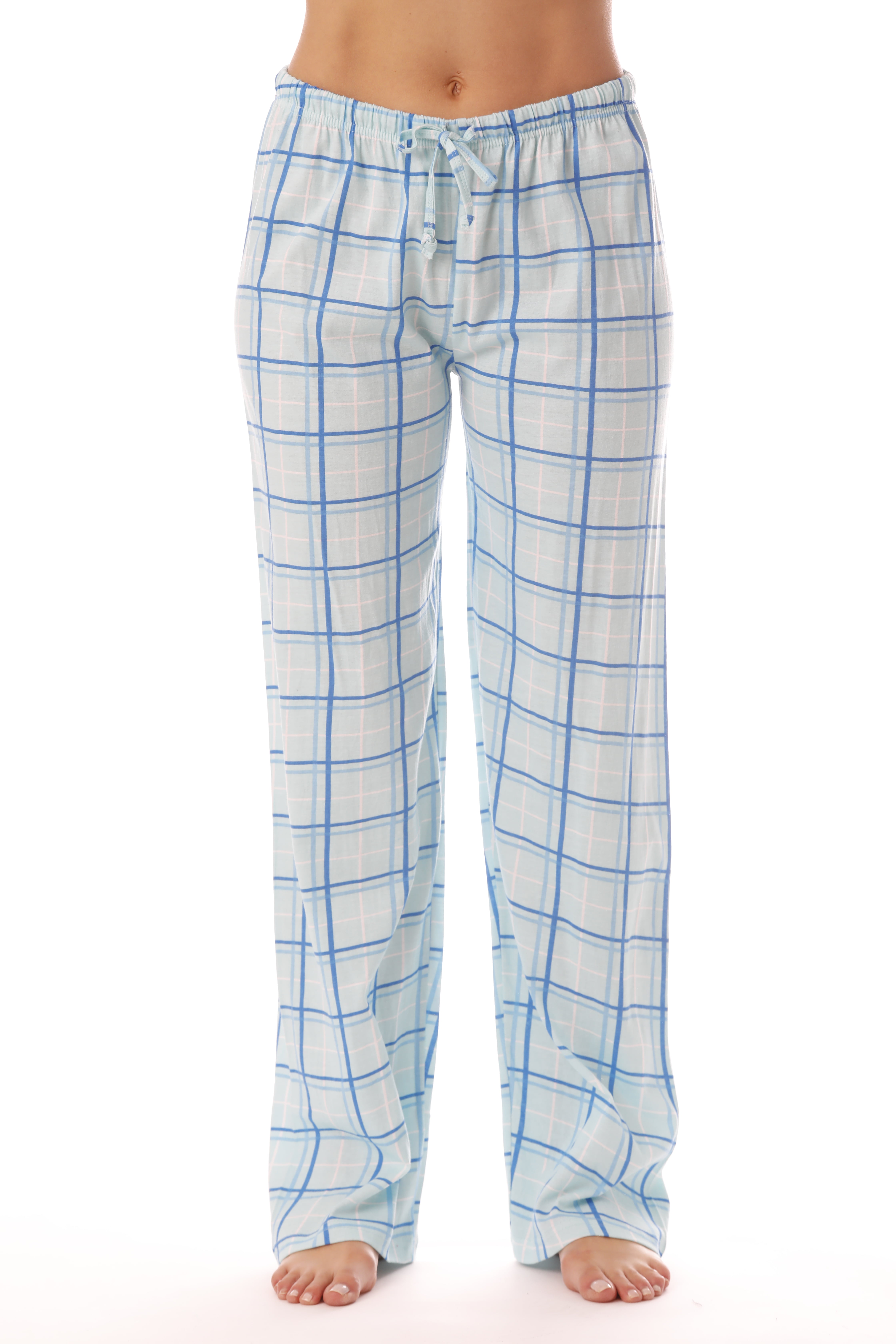 Just Love Women Plaid Pajama Pants Sleepwear (Blue Plaid, Large ...
