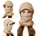 thumbnail image 5 of DJN Women's 3-in-1 Knit Hat Scarf Set Color Block Winter Neck Warmer Outdoor Windproof Cold Weather Hat Khaki One Size, 5 of 6