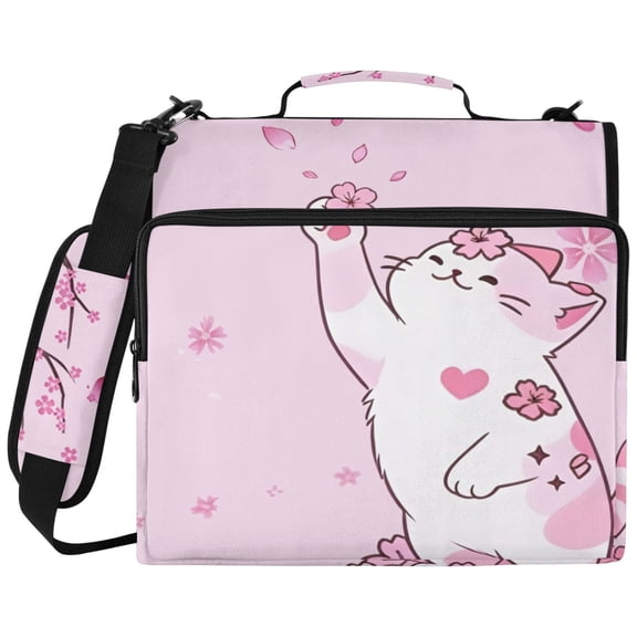 ALAZA Zipper Binder Cherry Cute Cat Pattern 2 inch 3 Ring 500 Sheet Capacity Trapper Keeper File Folder Organizer Bag