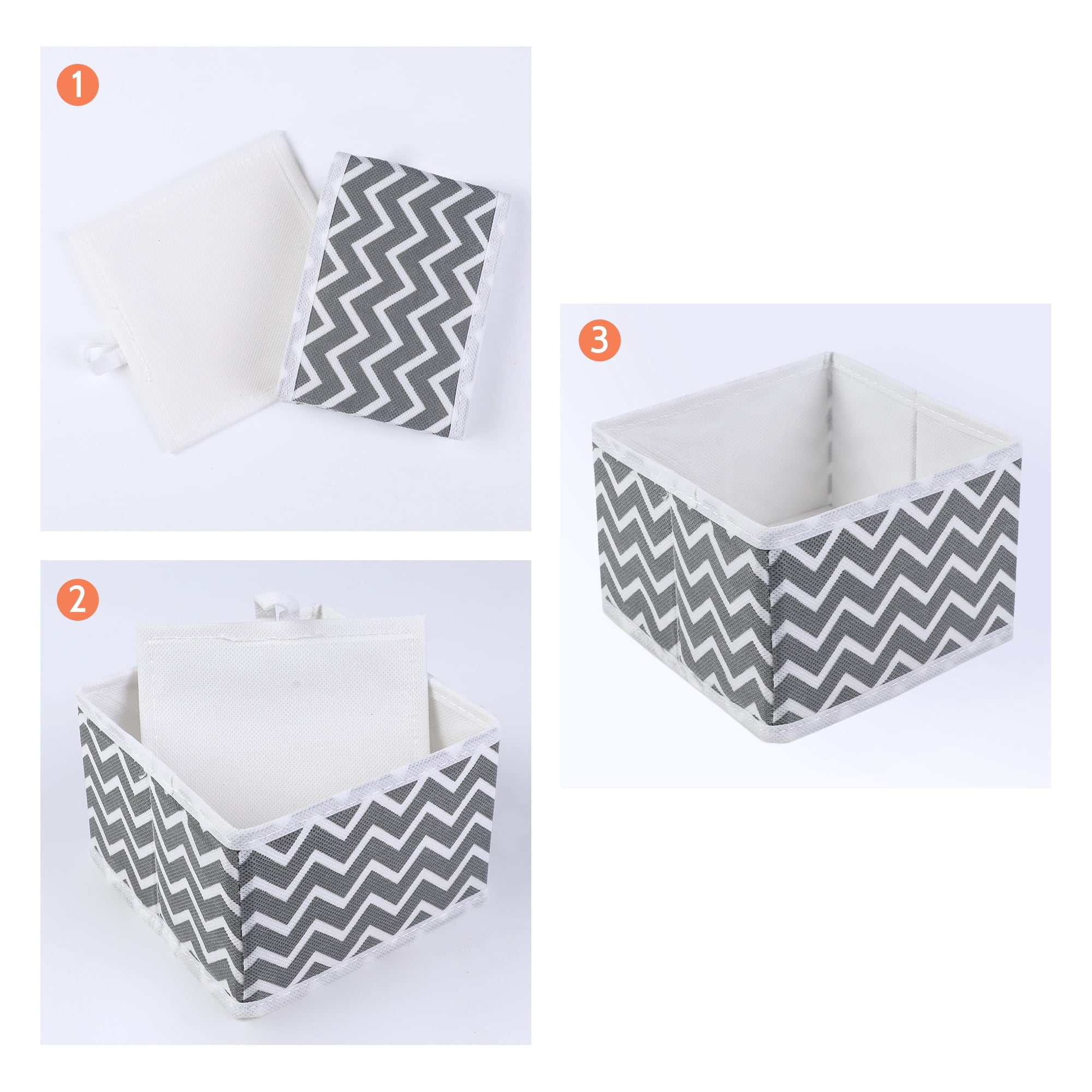 Unique Bargains Storage Bins for Closet Organizers Wavy Pattern Gray 5.5"x5.5"x3.9"