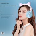 thumbnail image 4 of Auriculares inalámbricos Yuxing con orejas de gato RGB para niños plegables Bluetooth 5.1 morado, 4 of 4