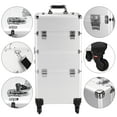 thumbnail image 3 of 3 in 1 Professional Rolling Trolley Makeup Train Case, 14" x 9.5" x 28" Artist Aluminum Beauty Makeup Case Organizer w/Lockable Keys+Shoulder Strap, Tattoo Box with 4 Removable Travel Wheels, S13441, 3 of 9