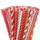 thumbnail image 1 of Biodegradable Red Paper Straws Bulk - 100 Dots/Stripes/Waves Straws for Beverage Christmas Holiday Birthday Wedding, 1 of 5