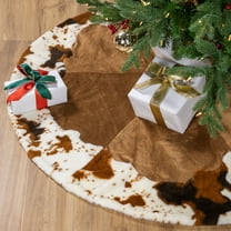 Corduroy Christmas Tree Skirt with Faux Fur Trim - 48" - Brown