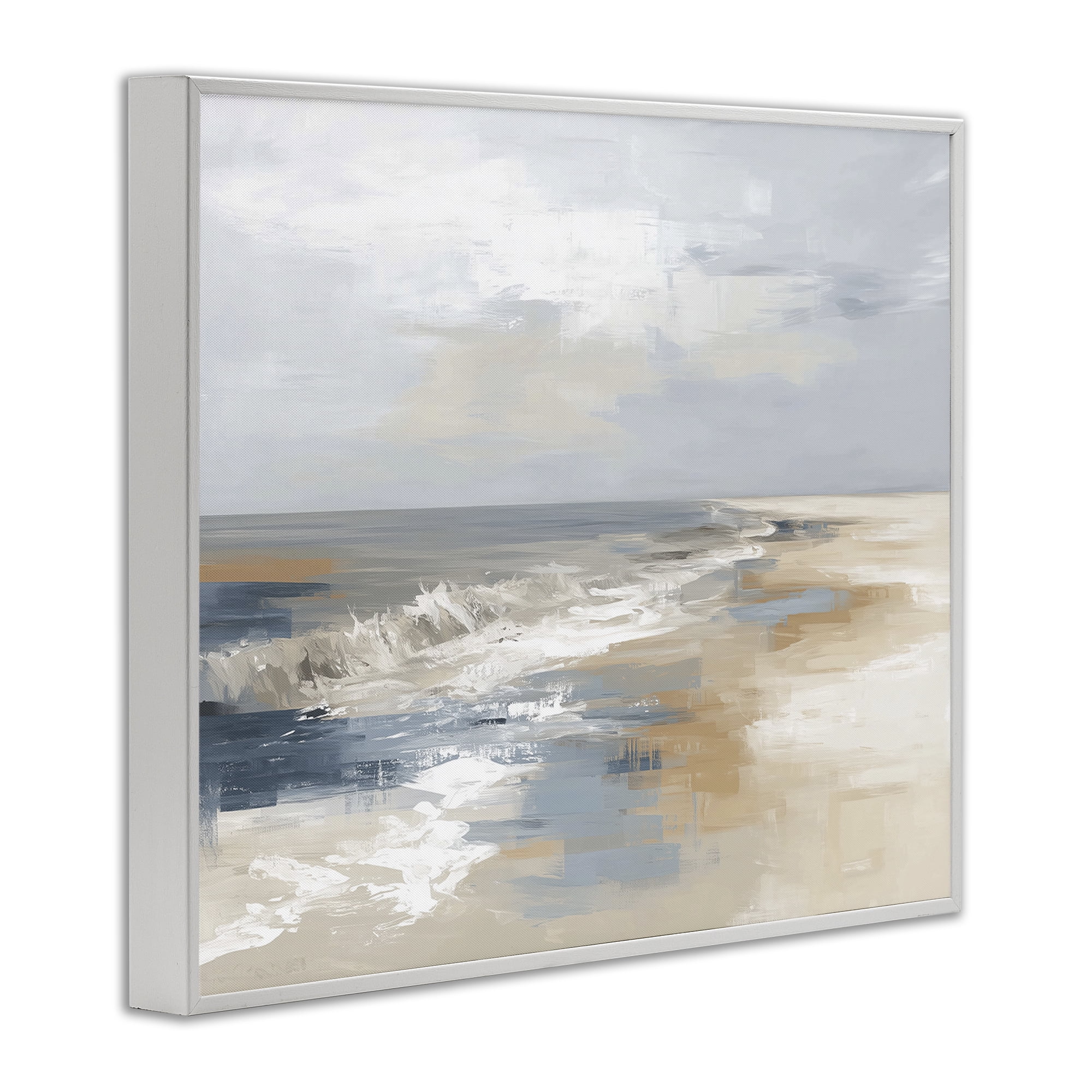 Stupell Industries Tranquil Beach in Neutrals White Framed Giclee Art, design by Kim Curinga