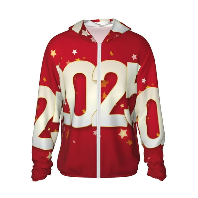 Fotbe Bonne Année 2025 Veste de Protection Solaire UPF 50+ pour Hommes et Femmes avec Capuche et Poches Randonnée Performance Extérieure-3TG