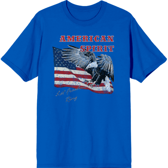 Americana Let Freedom Ring Royal Blue Men's Crew Neck Short Sleeve Tee-Medium