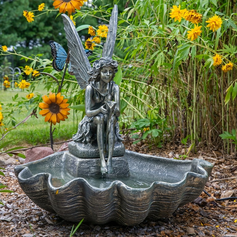 Sunnydaze Fairy Shell Bronze Fiberglass Outdoor Water