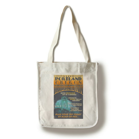 Visit Portland, Oregon - Bridgetown Sign - Lantern Press Poster (100% Cotton Tote Bag - (Portland Oregon Best Restaurants 2019)