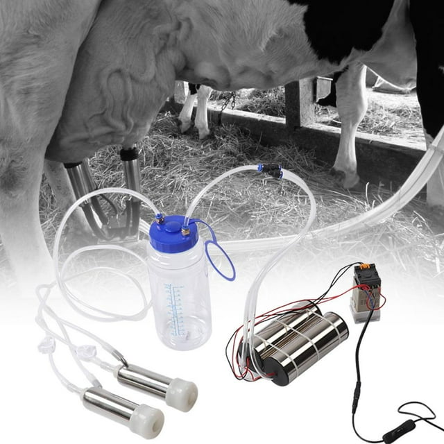 LAFGUR Milk Milking Machine Portable,2L Electric Milk Milking Machine Portable Milker Impulse Type Manual Pump For Cows Goats Sheep (100-240V)