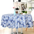 thumbnail image 2 of Unique Bargains Nappe en PVC pour Tables Rondes 71 Pieds Dia Blanc Imprimé Fleur Résistant aux Taches et à l'Eau, 2 of 8