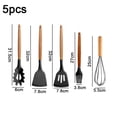 thumbnail image 2 of Utensilios de cocina de silicona con mango de madera, 5 uds. (espátula, pala para freír, cuchara para Fideos, cepillo de aceite y batidor de huevos), 2 of 5
