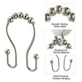 thumbnail image 4 of Siaomo Nickel Premium Stainless Steel Rustproof Easy Glide Shower Curtain Double Hooks 12 Pieces, 4 of 9