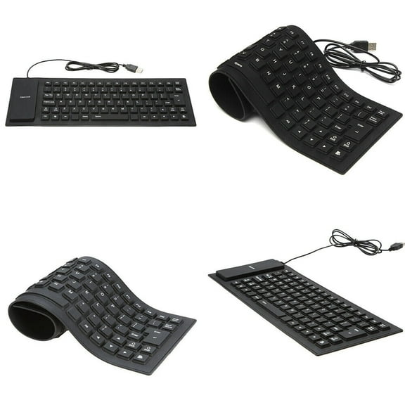 US 1-2 Pc Waterproof Silicone Keyboard Foldable Flexible USB Dustproof Full Size