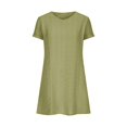 thumbnail image 4 of Efsteb Dresses for Women 2025 V-Neck Loose Dress Short Sleeve Casual Sundresses Comfy Fashion Classic Solid Color Loose Sundresses for Women (Army Green,M), 4 of 6