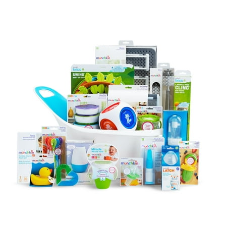 Munchkin Very Important Baby Gift Basket, Great for Baby Showers, Includes 20 Baby Products, Neutral