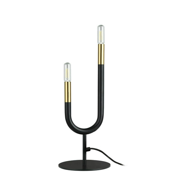 Dainolite WAN-172T-MB-AGB Incandescent Table Lamp with Two Light, Matte Black & Aged Brass