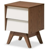 Bowery Hill 2 Drawer Nightstand in White and Walnut Brown