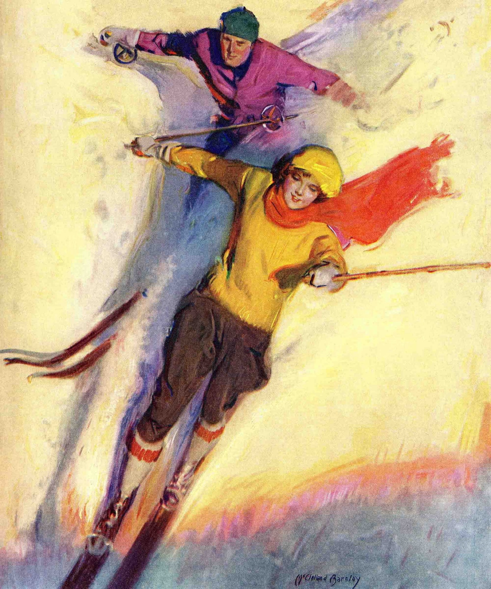 Marmont Hill Downhill Skiing by McClelland Barclay Painting Print on Wrapped Canvas