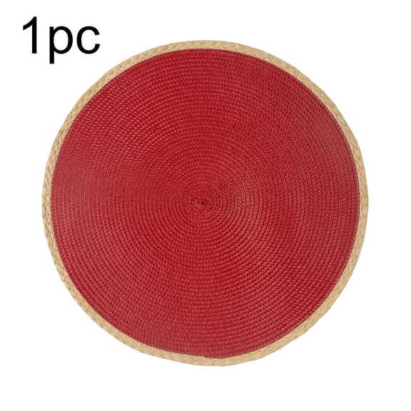 Braided Round Placemats 15 Inch Woven Table Mats Non- Washable Thin Edge Place Mats for Kitchen Dining Table Decor - Heat Resistant Placemats for Dining Outdoors Parties Use