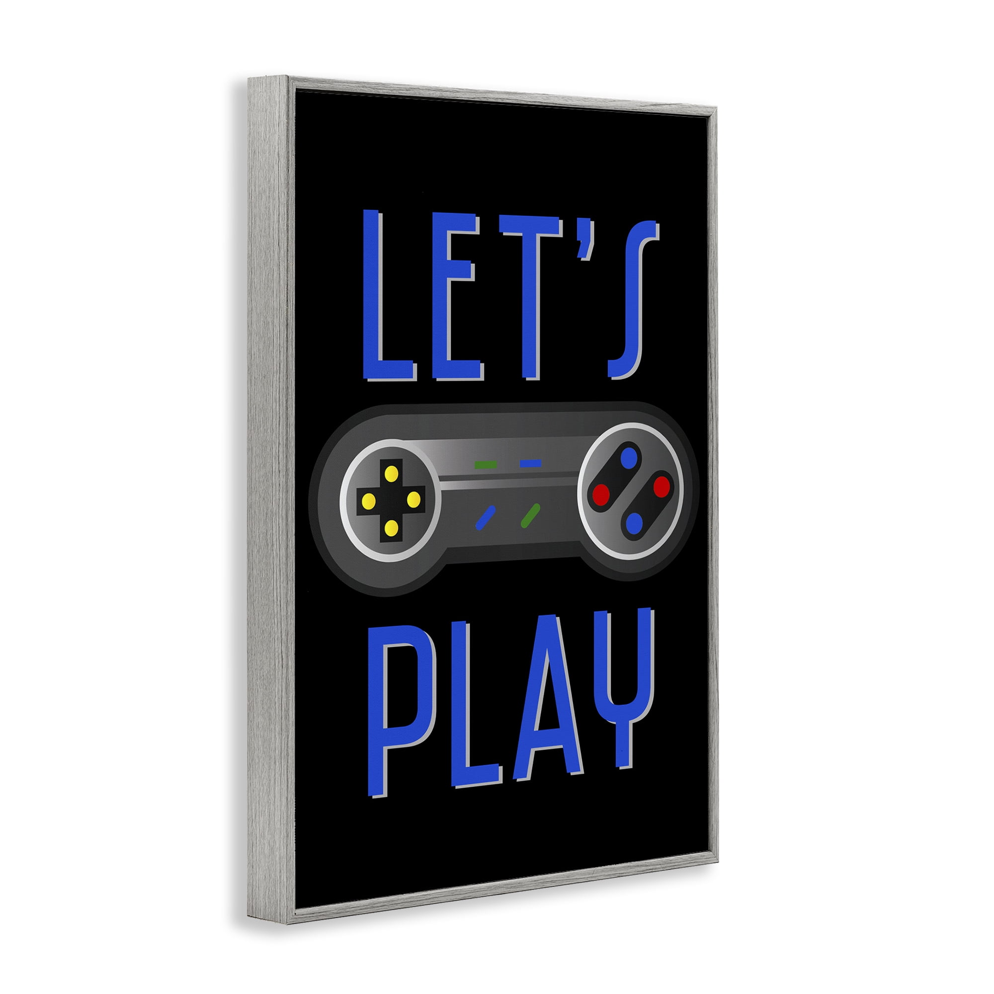 Stupell Industries Vintage Lets Play Games Typography Painting Gray Framed Art Print Wall Art, 20 x 30