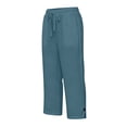 thumbnail image 5 of Linen Capri Pants for Women Lightweight Elastic Side Button Long Shorts Plus Size Summer Dressy Casual Comfy Capris Blue 3XL, 5 of 6