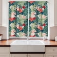 thumbnail image 2 of Ambesonne Leaf Kitchen Curtains, Nature Crepe Ginger Flower, 55"x39", Dark Green Green, 2 of 3
