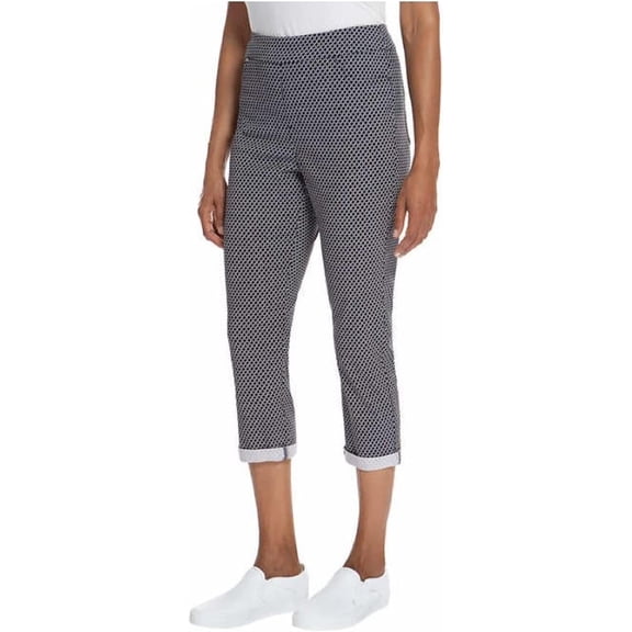 Mario Serrani Womens Roll Cuff Capri Pants Size Large Color Navy