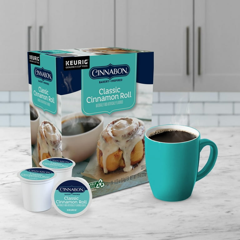 Cinnabon Classic Cinnamon Roll Flavored K-Cup Coffee Pods, Light Roast, 24  Count for Keurig Brewers 