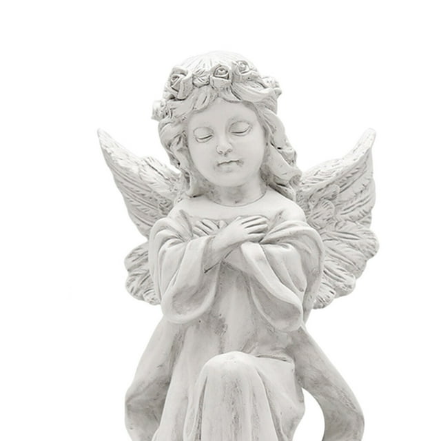 Maoww Resin White Angel Statue Desktop Decor Collection Window Props Christmas prayer hold hands