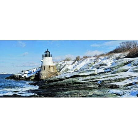 - Lighthouse along the sea Castle Hill Lighthouse Narraganset Bay Newport Rhode Island USA Canvas Art - Panoramic Images (15 x 6)